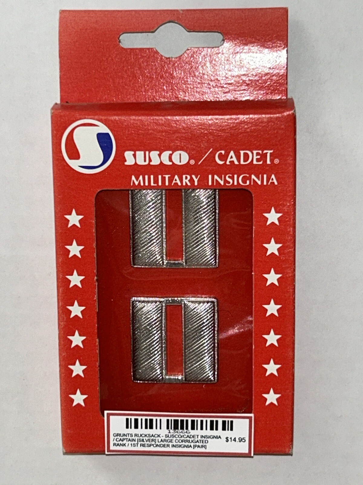 CAPTAIN CORRUGATED (REG) RANK 1 1/8 INCH / FIRST RESPONDER~SILVER DRESS PAIR