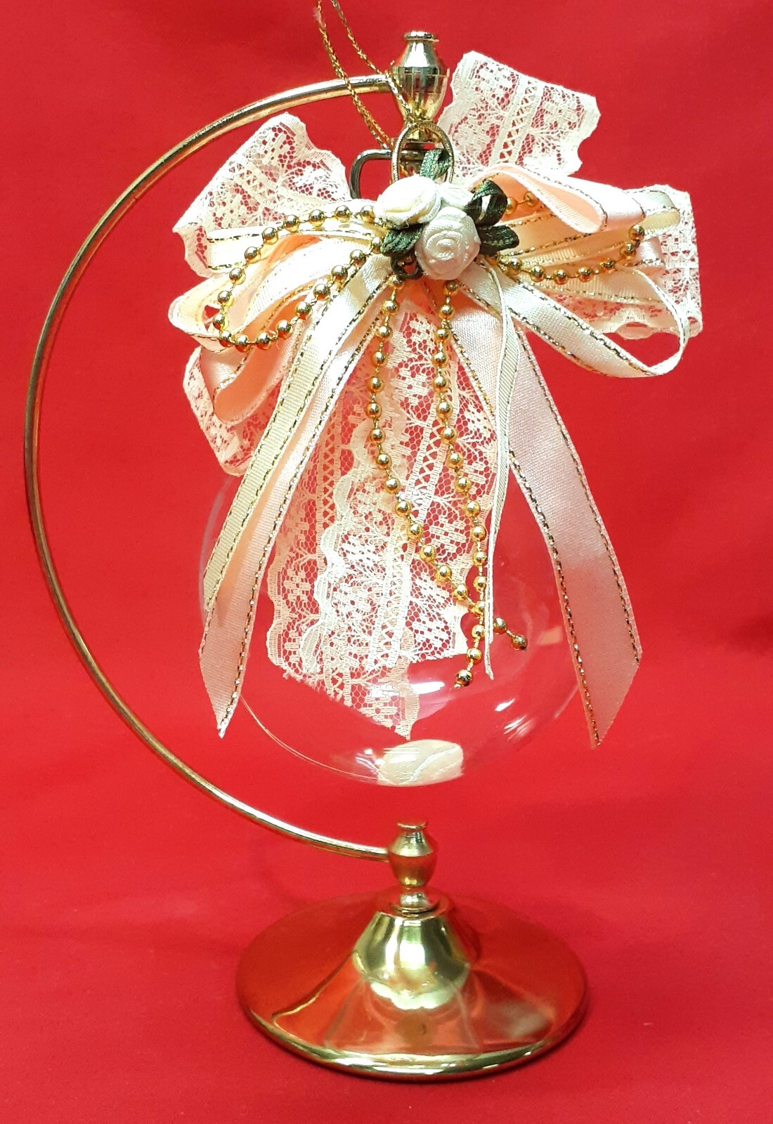 Vintage 1996 Princess House Christmas Ornament with Stand #422 Etched Candle