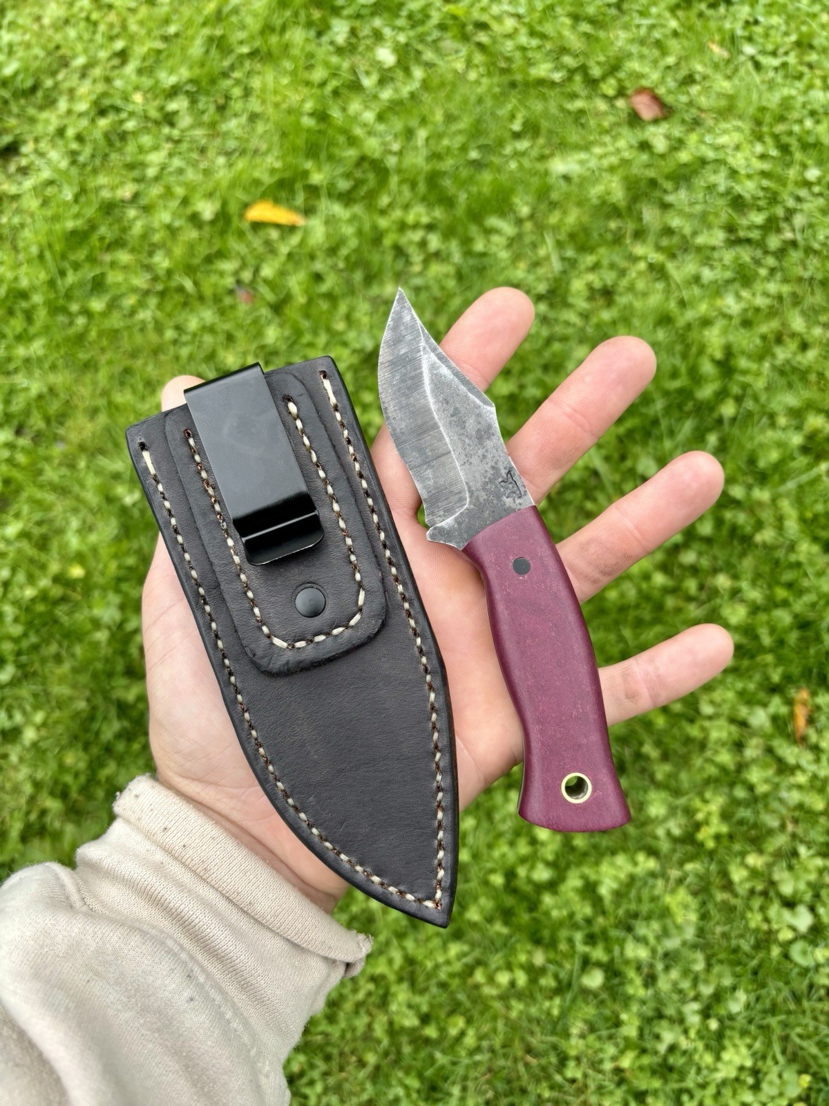 The Stoat - Handmade EDC Fixed Blade with Leather Front Pocket Sheath Black The Stoat - Handmade EDC Fixed Blade with Leather Front Pocket Sheath Black