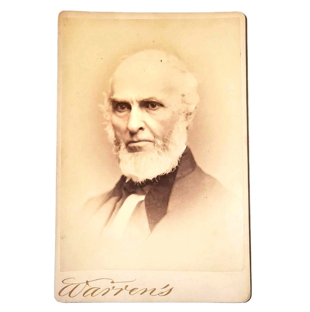 Scarce 1870's John Greenleaf Whittier Cabinet Card George K Warren Cabinet Card