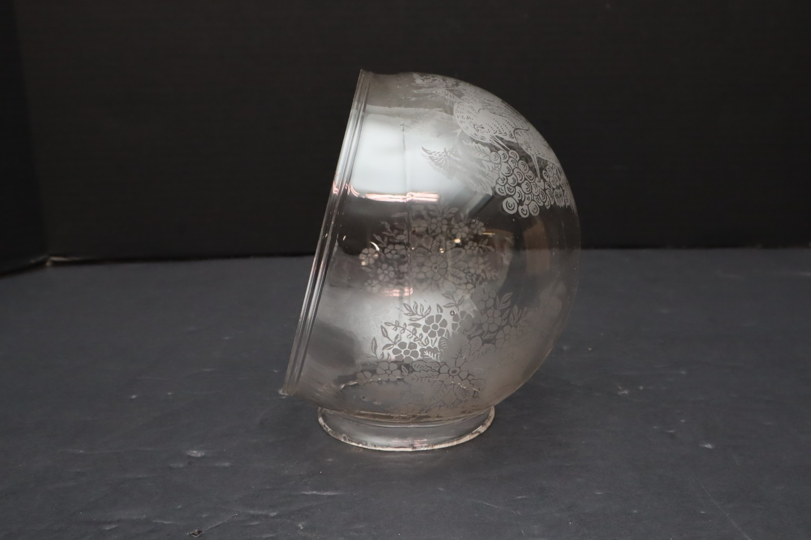 Rare Etched Angle Lamp Glass Clear Elbow Shade Replacement (read)