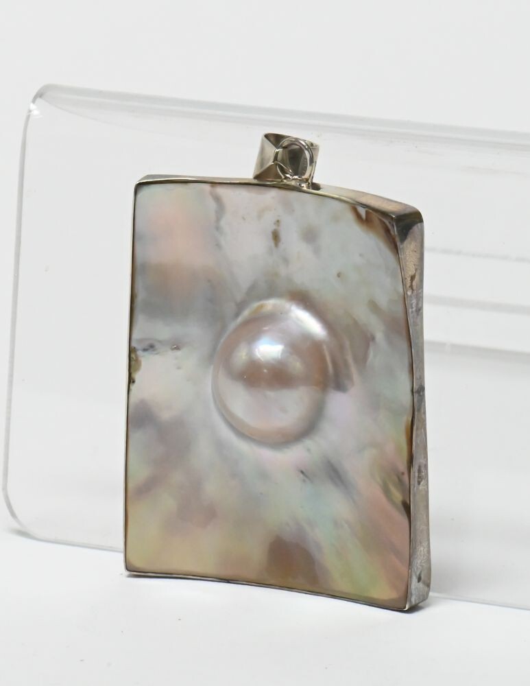 Navajo Sterling Silver and Mother of Pearl Pendant - Possibly by Mary Dayea