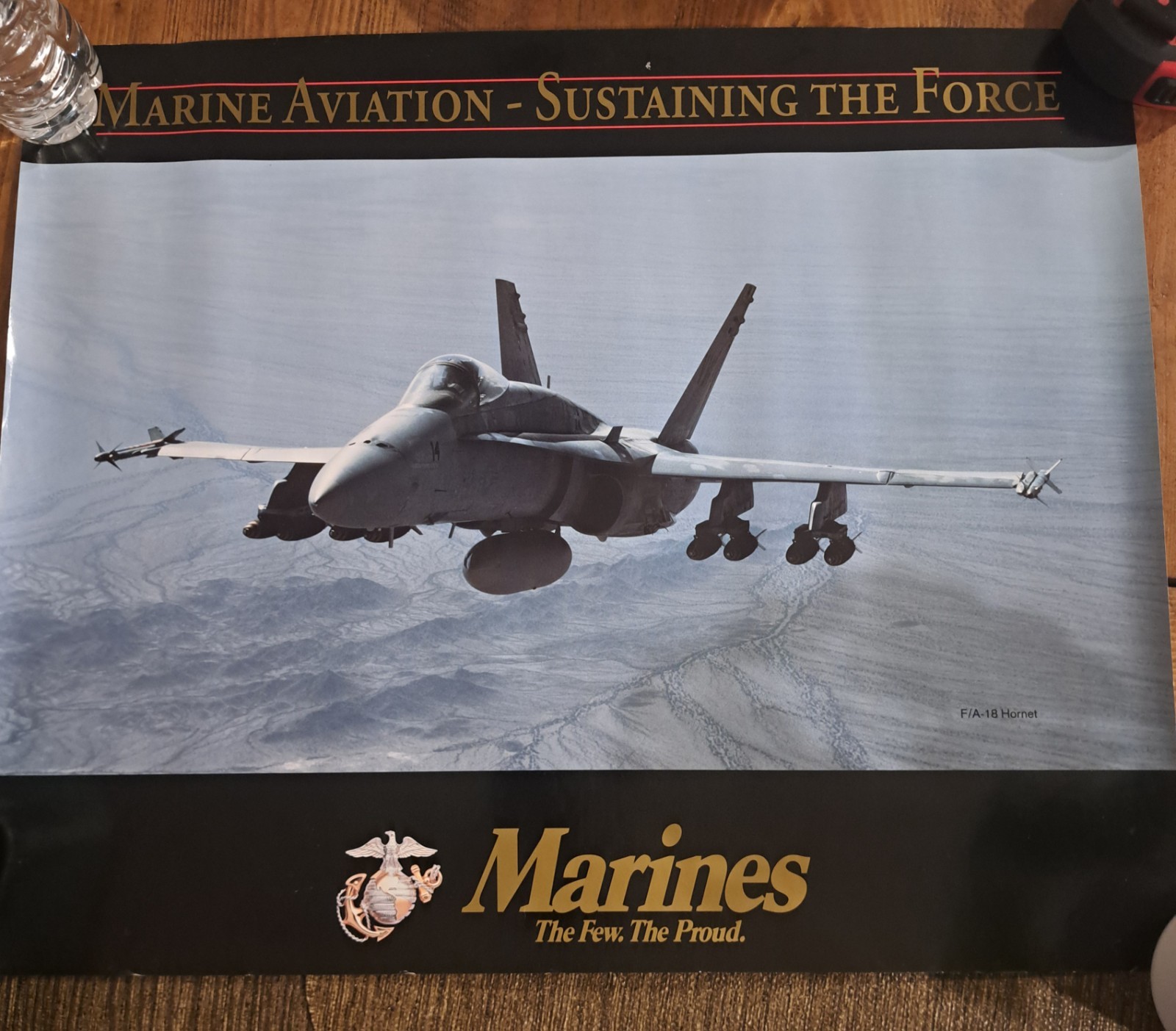 Vintage US Marine Corps 1980's Recruitment Poster Marine Aviation Double Sided 