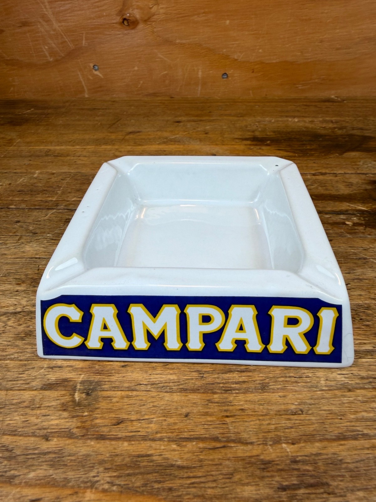 Vintage Campari Italy Ceramic Ashtray 1960\'s Cocktail Barware Made In Italy