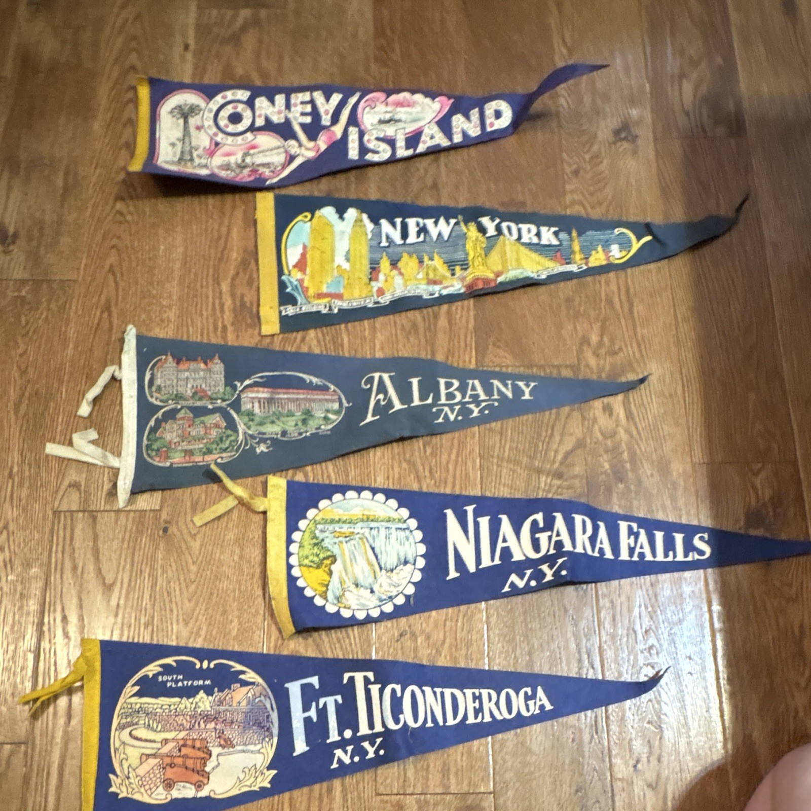 Vintage NY Felt Pennant Lot (5) Coney Island NYC Albany Niagara Ft Ticonderoga Vintage NY Felt Pennant Lot (5) Coney Island NYC Albany Niagara Ft Ticonderoga