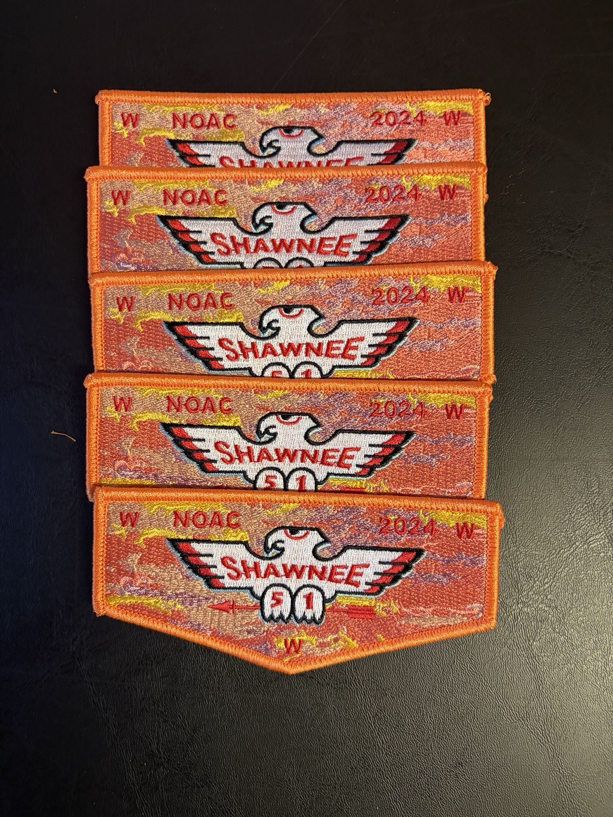 SET OF 5 - Shawnee Lodge 51 2024 NOAC flaps - ONLY THE FLAPS - BSA OA scouting
