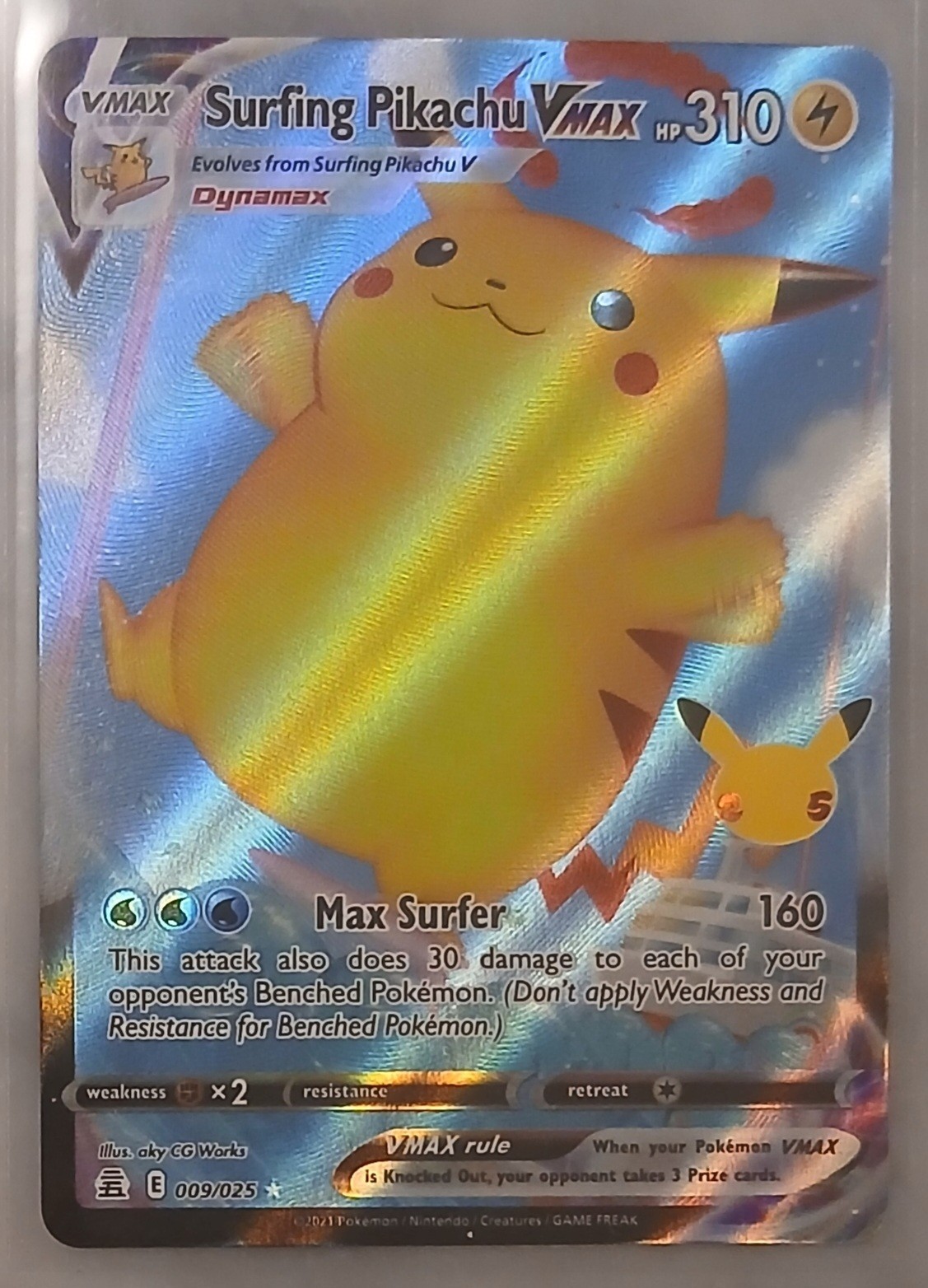 Surfing Pikachu VMAX #009/025 – NM – Pokémon Celebrations – Wave-Riding VMAX