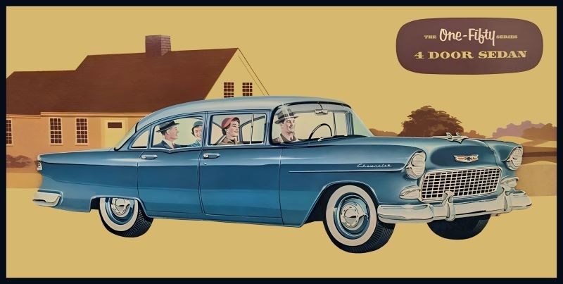 1955 Chevrolet 150, One Fifty Four Door Sedan NEW Sign: 18 x 36