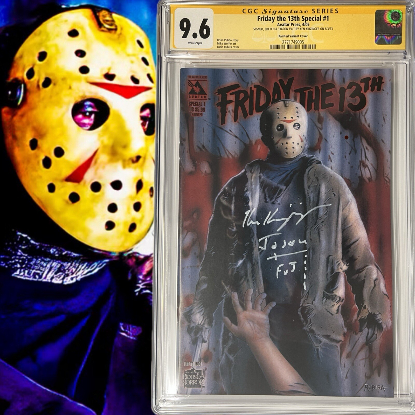 CGC KEN KIRZINGER FRIDAY THE 13TH #1 PAINTED VARIANT LTD TO 1500 AVATAR 2005 CGC KEN KIRZINGER FRIDAY THE 13TH #1 PAINTED VARIANT LTD TO 1500 AVATAR 2005