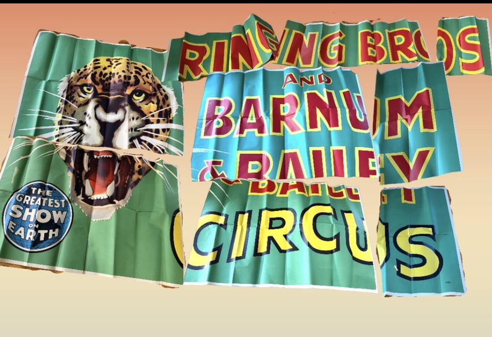 RINGLING BROS BARNUM AND BAILEY 1940\'S LEOPARD CIRCUS POSTER OVERSIZED