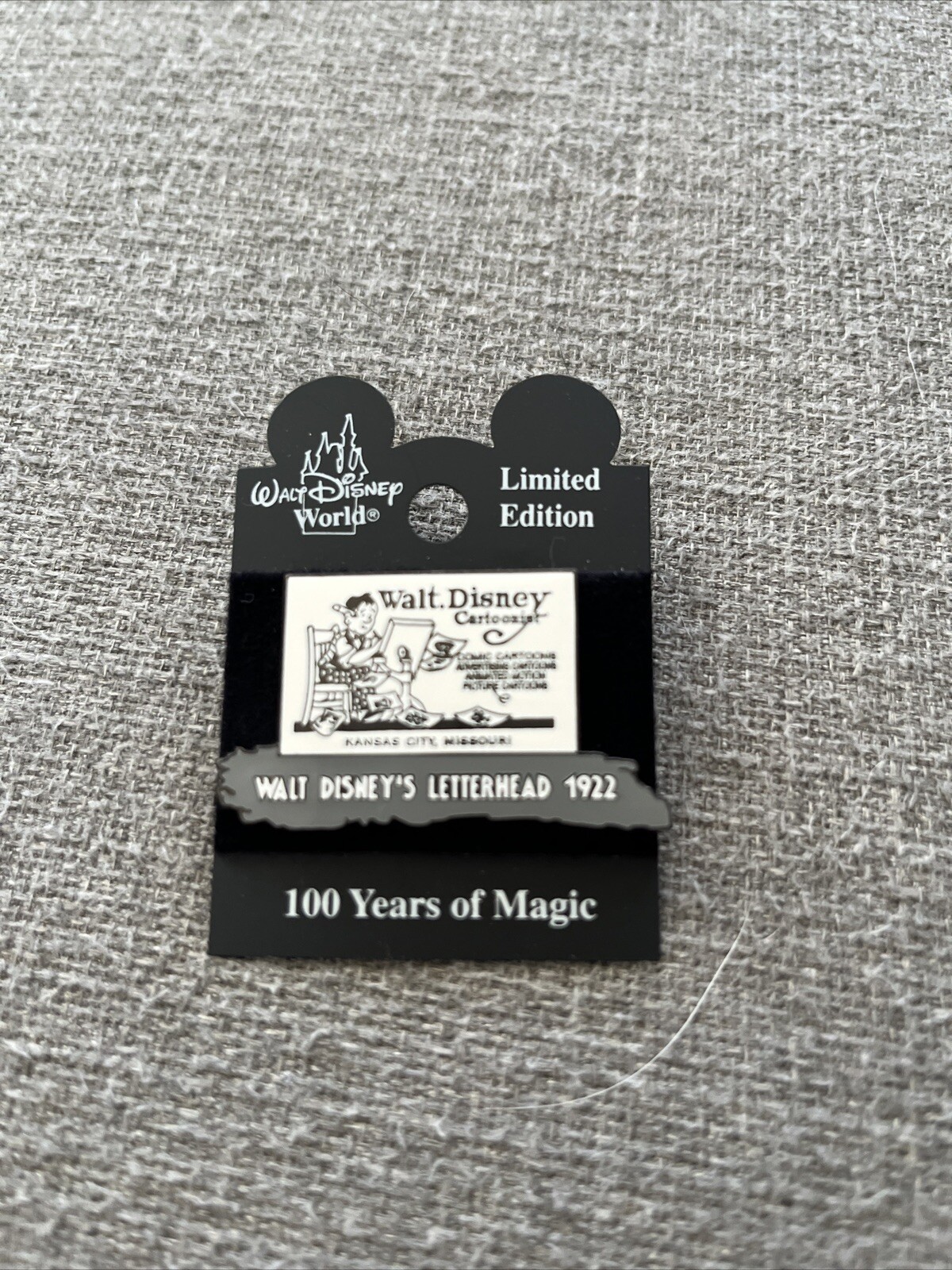 Disney Walt Disney's Letterhead 1922 100 Years of Magic Pin with Card LE Disney Walt Disney's Letterhead 1922 100 Years of Magic Pin with Card LE