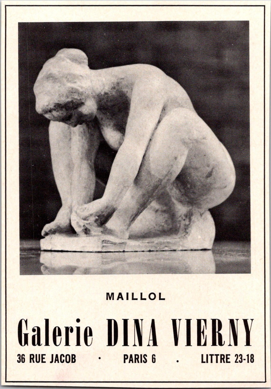 Maillol Galerie Dina Vierny 36 Rue Jacob Paris 1968 Ad 4AK8-M6