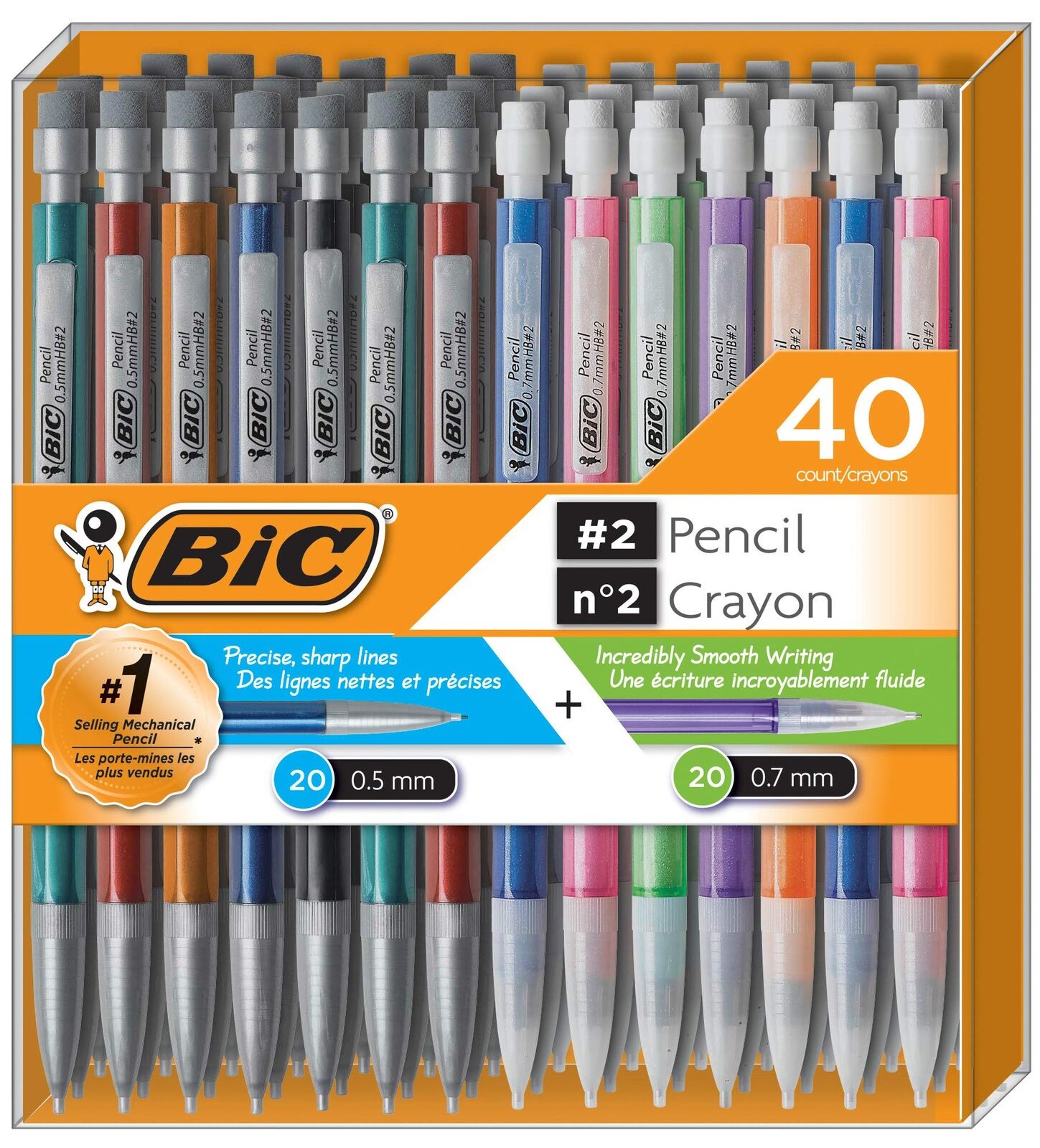 BIC Mechanical Pencil #2 EXTRA SMOOTH, Variety Bulk Pack Of 40 Mechanical Pencil