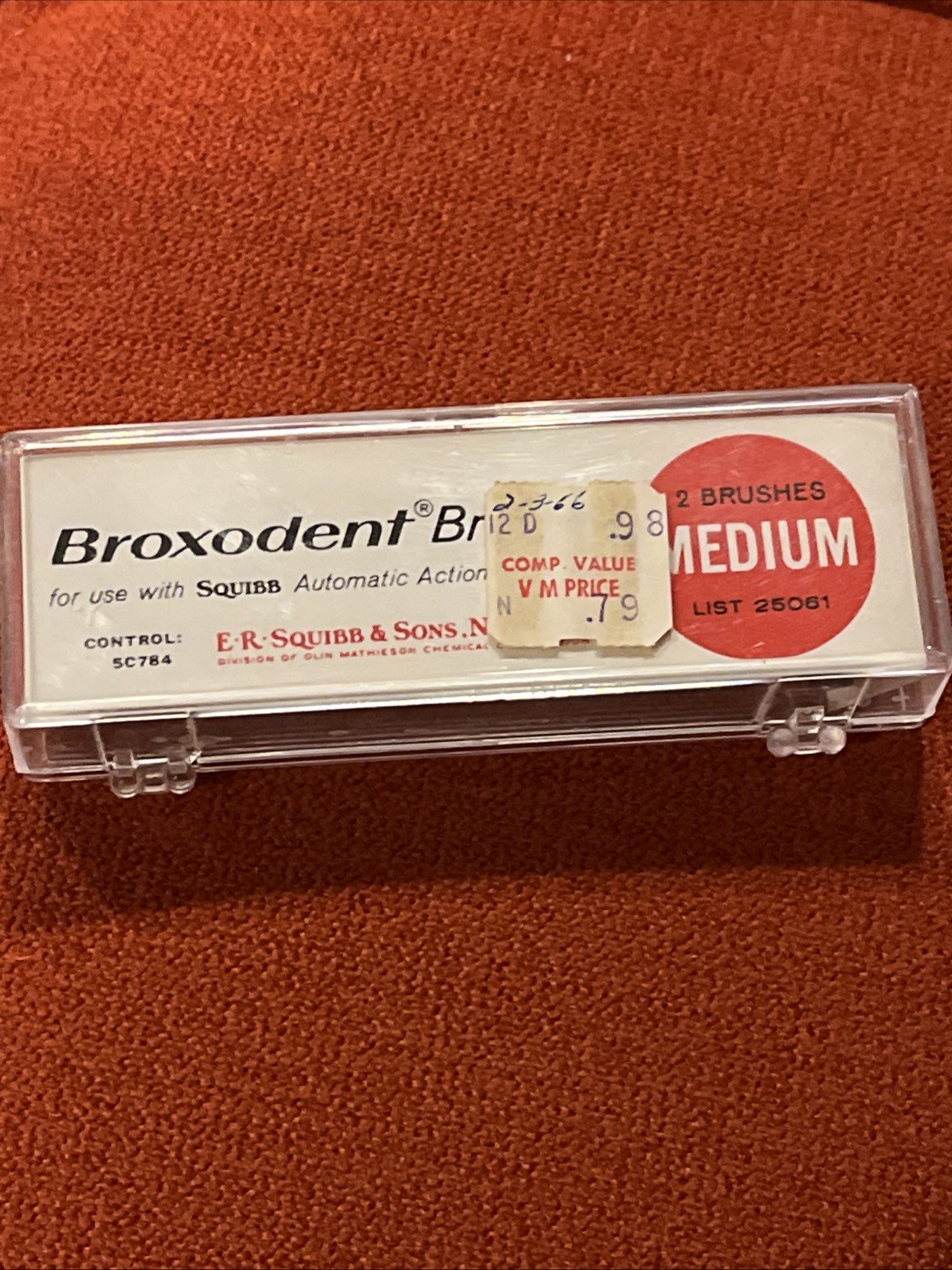 Vtg 60s Squibb 2 REPLACEMENT BRUSH HEADS Broxodent for Electric Toothbrush NIB