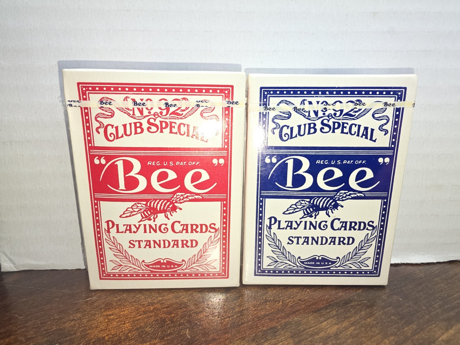 NOS Vintage Red & Blue Bee Playing Cards No. 92 club Special Sealed
