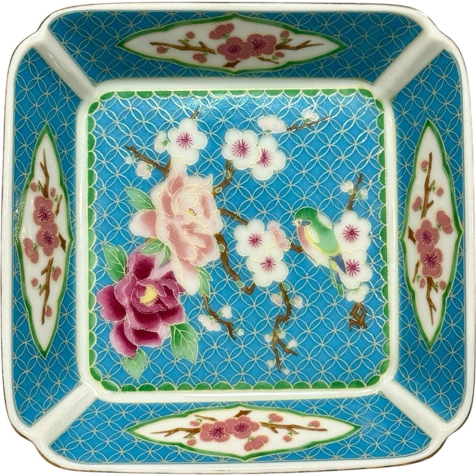 Takahashi Vintage 80s San Francisco Cherry Blossom Porcelain Hand Painted Dish Takahashi Vintage 80s San Francisco Cherry Blossom Porcelain Hand Painted Dish