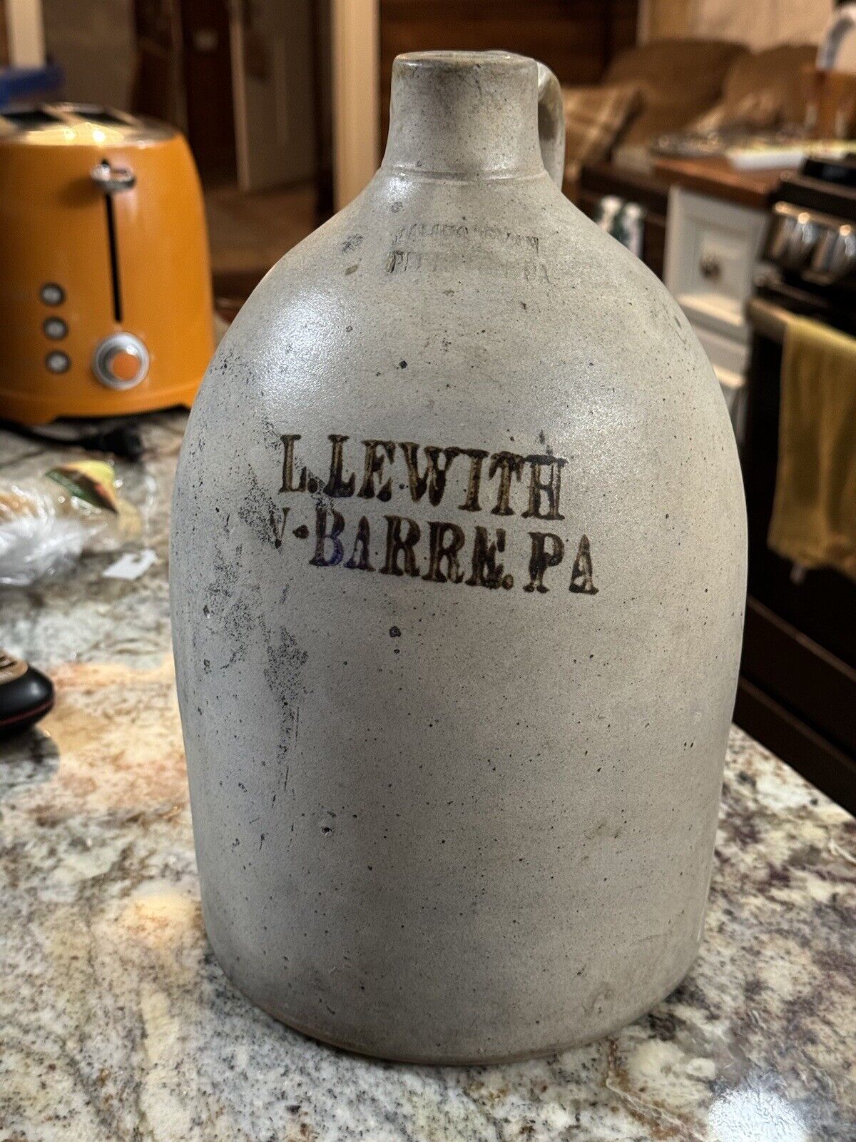 Stoneware Whiskey Jug Jamesway Pittston Pa. L. Lewith W.Barre Pa Whiskey Jug