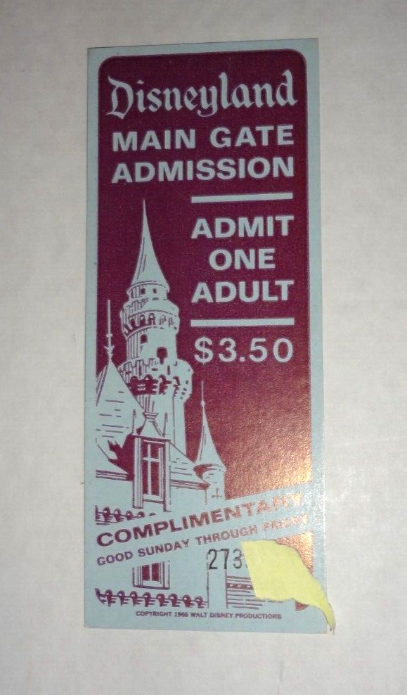Disney DISNEYLAND TICKET COMPLIMENTARY MAIN GATE ADMISSION ADMIT Unused Valid Disney DISNEYLAND TICKET COMPLIMENTARY MAIN GATE ADMISSION ADMIT Unused Valid