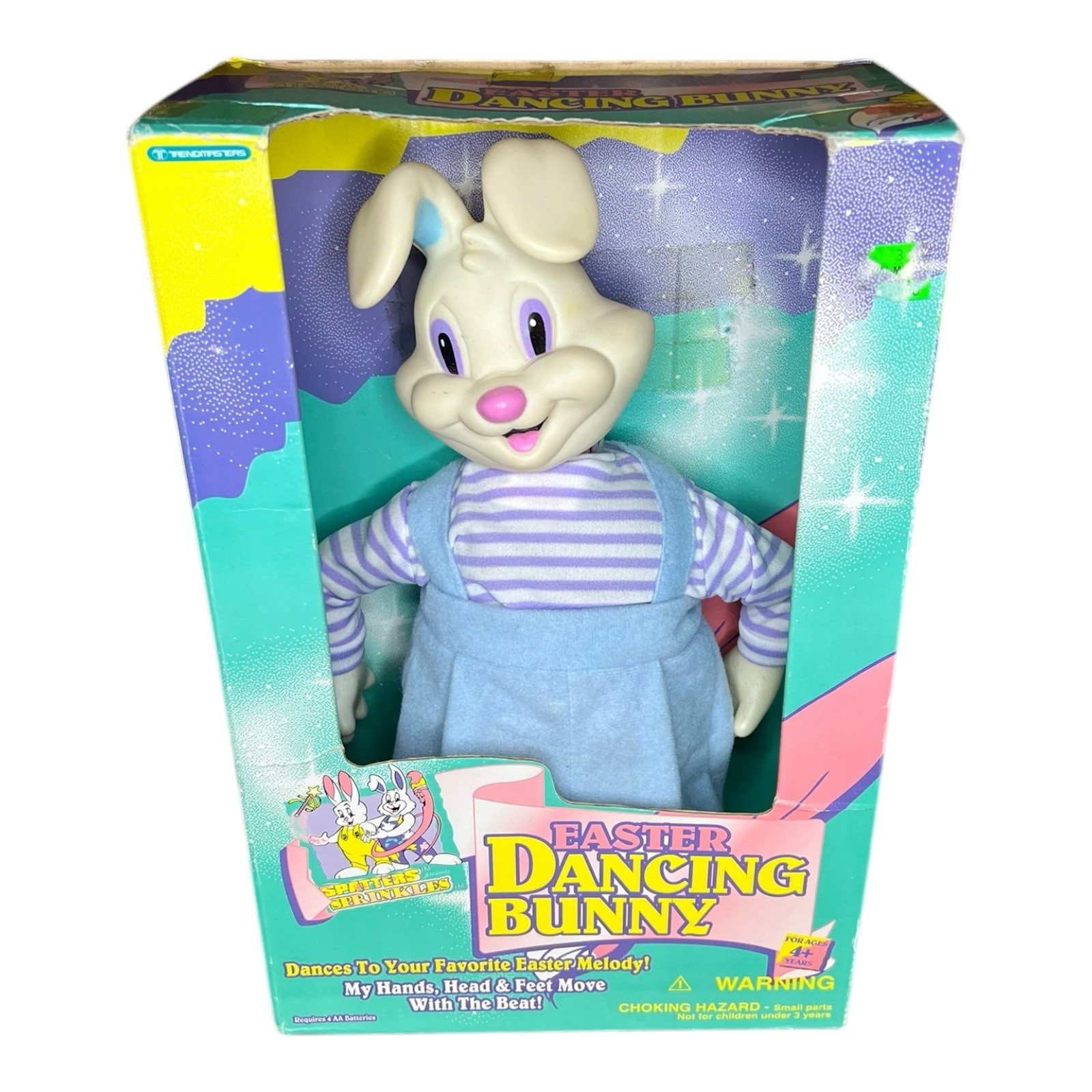 VTG 1995 Trendmasters Easter Dancing Bunny Rubber Face - Spatters Sprinkles NOB