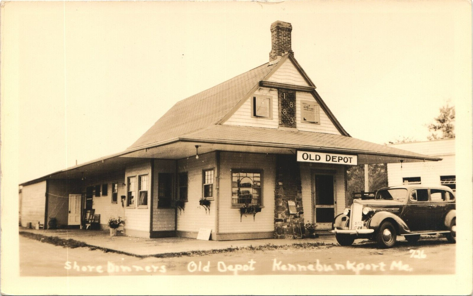 OLD DEPOT 1940s kennebunkport me real photo postcard rppc maine diner