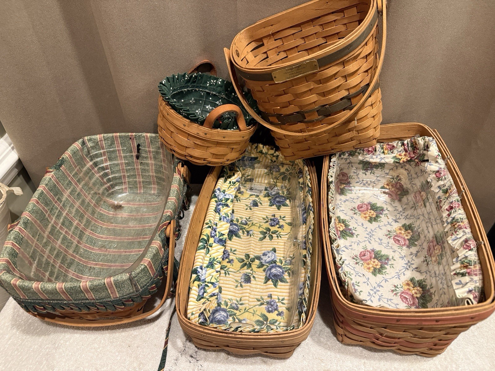 Longaberger basket estate lot of 5 vintage decorative baskets collection