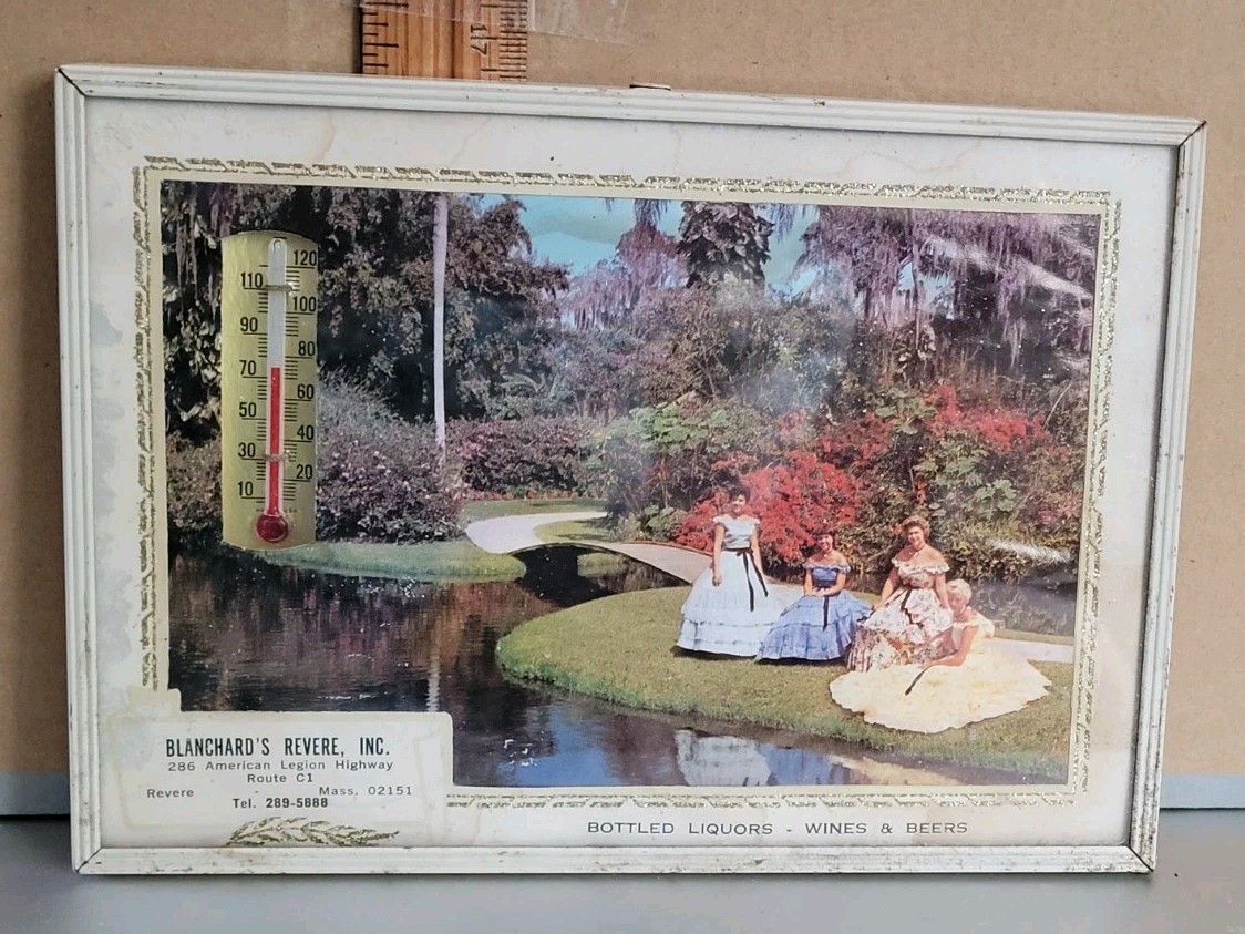 Vintage BLANCHARD LIQUOR CO ADVERTISING DESKTOP PHOTO, CALENDAR AND THERMOMETER Vintage BLANCHARD LIQUOR CO ADVERTISING DESKTOP PHOTO, CALENDAR AND THERMOMETER