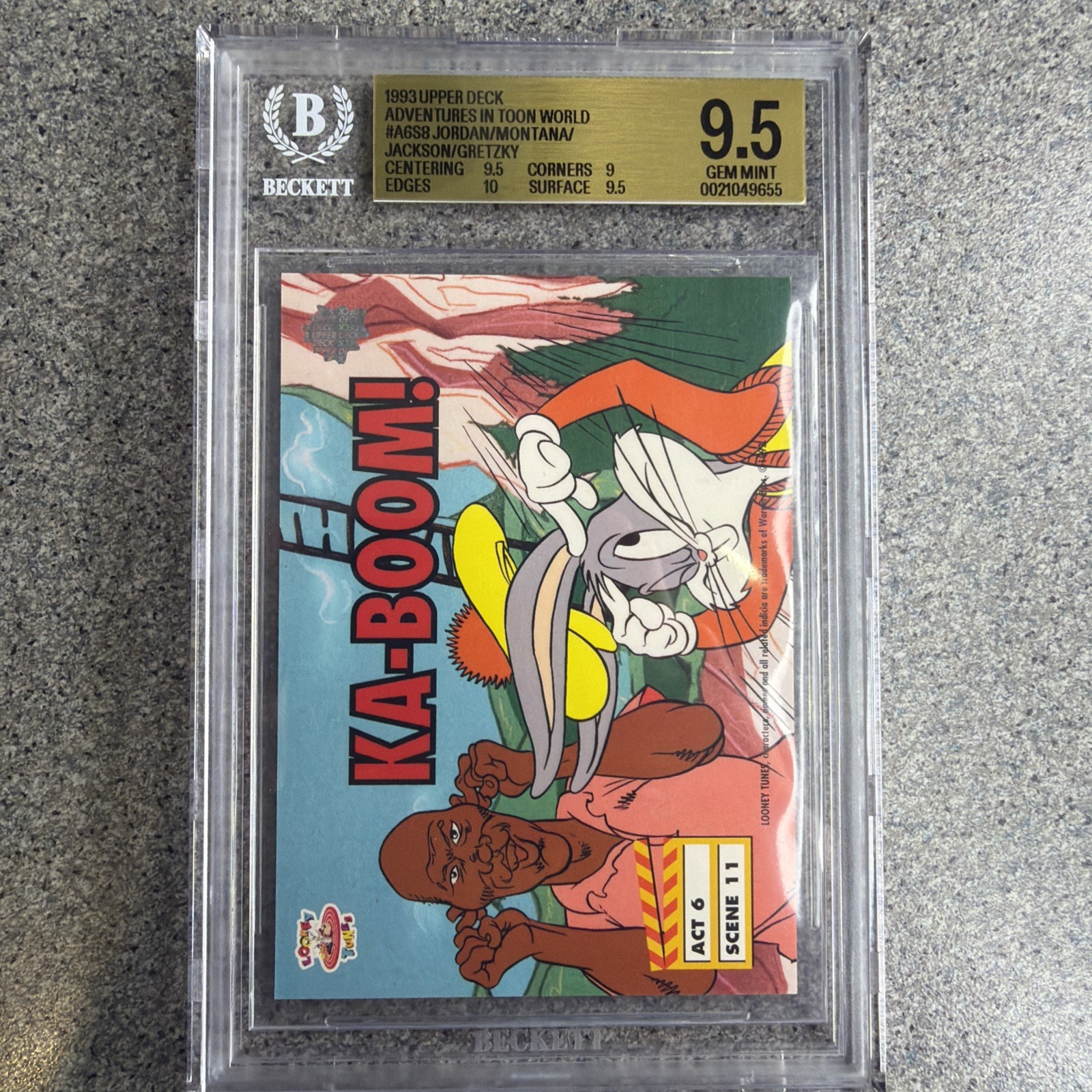 1993 Upper Deck Bugs Bunny Michael Jordan KABOOM BGS 9.5 GEM MINT 1993 Upper Deck Bugs Bunny Michael Jordan KABOOM BGS 9.5 GEM MINT