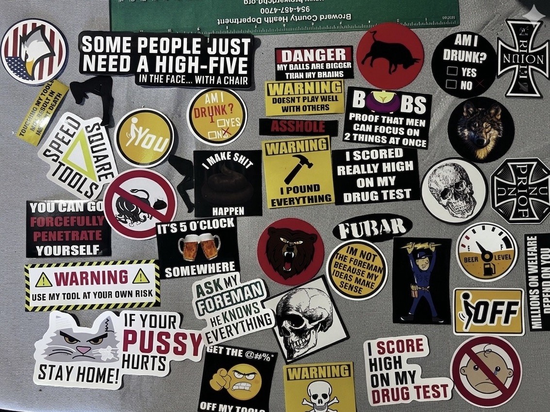 Huge Lot 50+ Stickers - Union, Patriotism and Funny Hard Hat  - Mega Lot