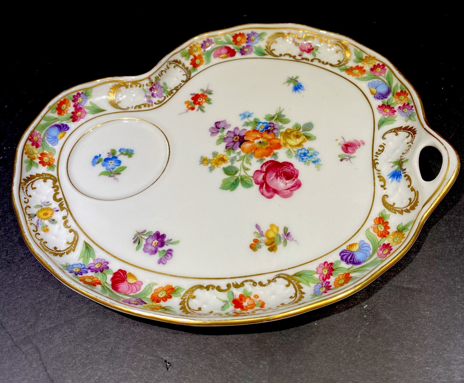 Royal Dresdner Art Porcelain Platter Saucer Plate Dish Bavaria Flower Design