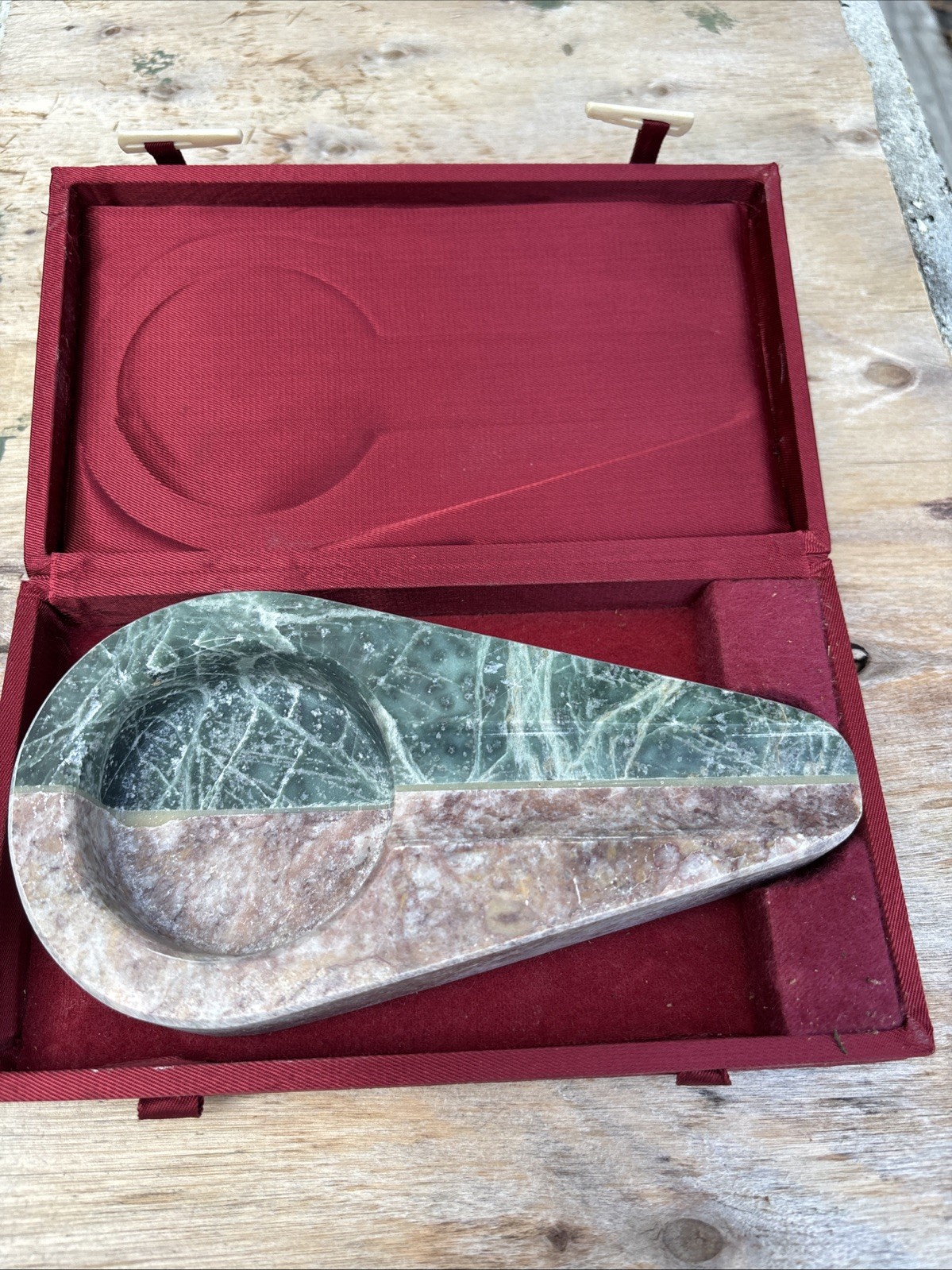 Rare Vintage MCM Italian Alabaster Stone Cigar Ashtray Blue White Marble Swirl Rare Vintage MCM Italian Alabaster Stone Cigar Ashtray Blue White Marble Swirl