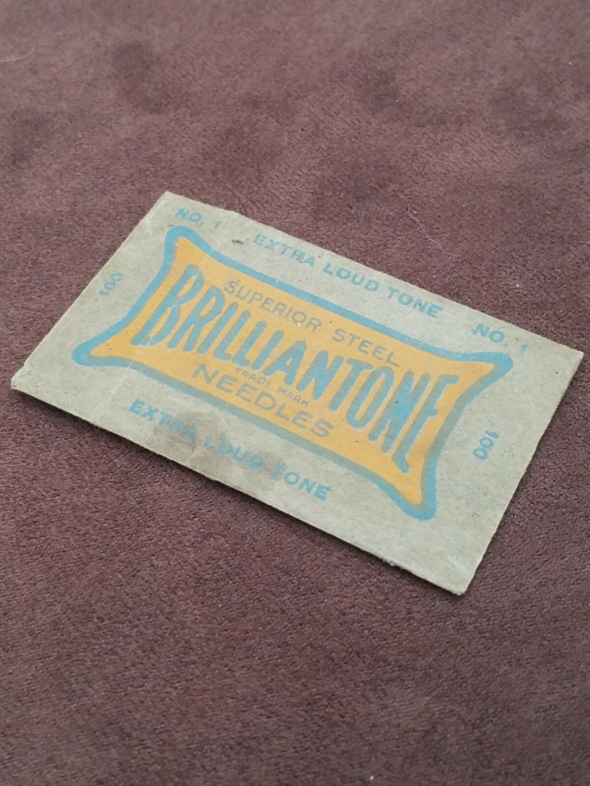Gramophone phonograph needle packet, brilliantone extra loud,  empty