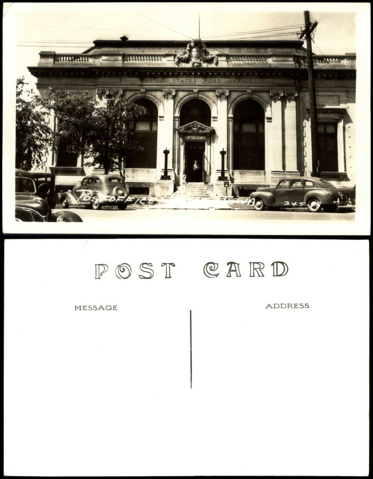 Post Office probably BOONE Iowa IA RPPC real photo 1930s cars Post Office probably BOONE Iowa IA RPPC real photo 1930s cars