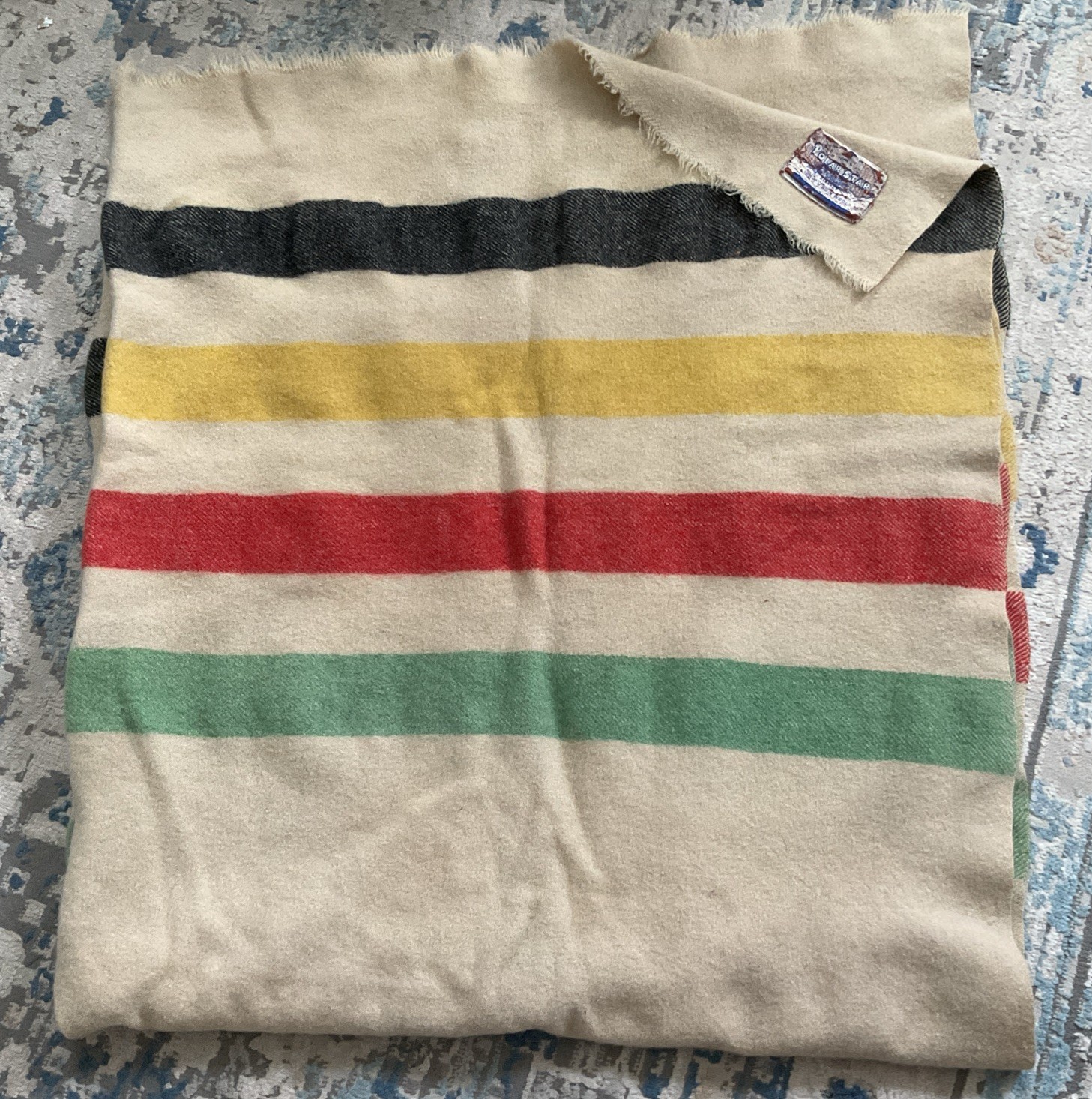 Vintage Polar Star Golden Dawn Wool Blanket Striped (1950s-1960s) MCM Camp Read