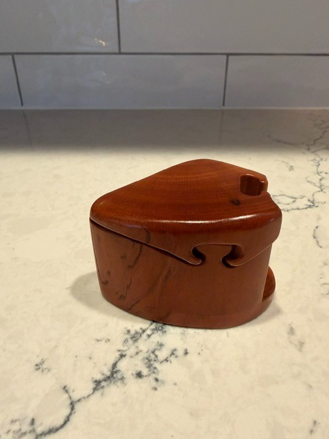 Wooden Puzzle Box - Excellent Condition - Signed by Unknown Maker - 3 in x 2 in
