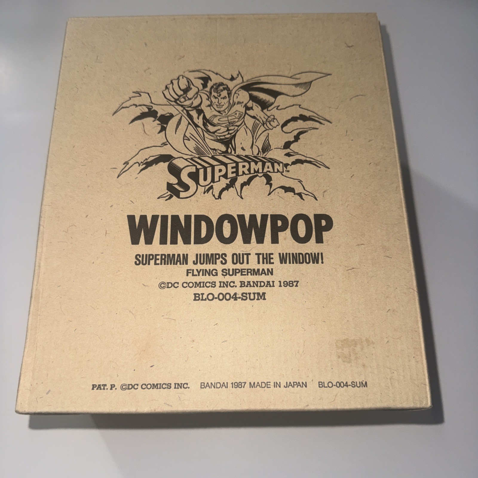 Vintage 1987 Bandai Flying Superman Window Pop Figure Box & Stickers Vintage 1987 Bandai Flying Superman Window Pop Figure Box & Stickers