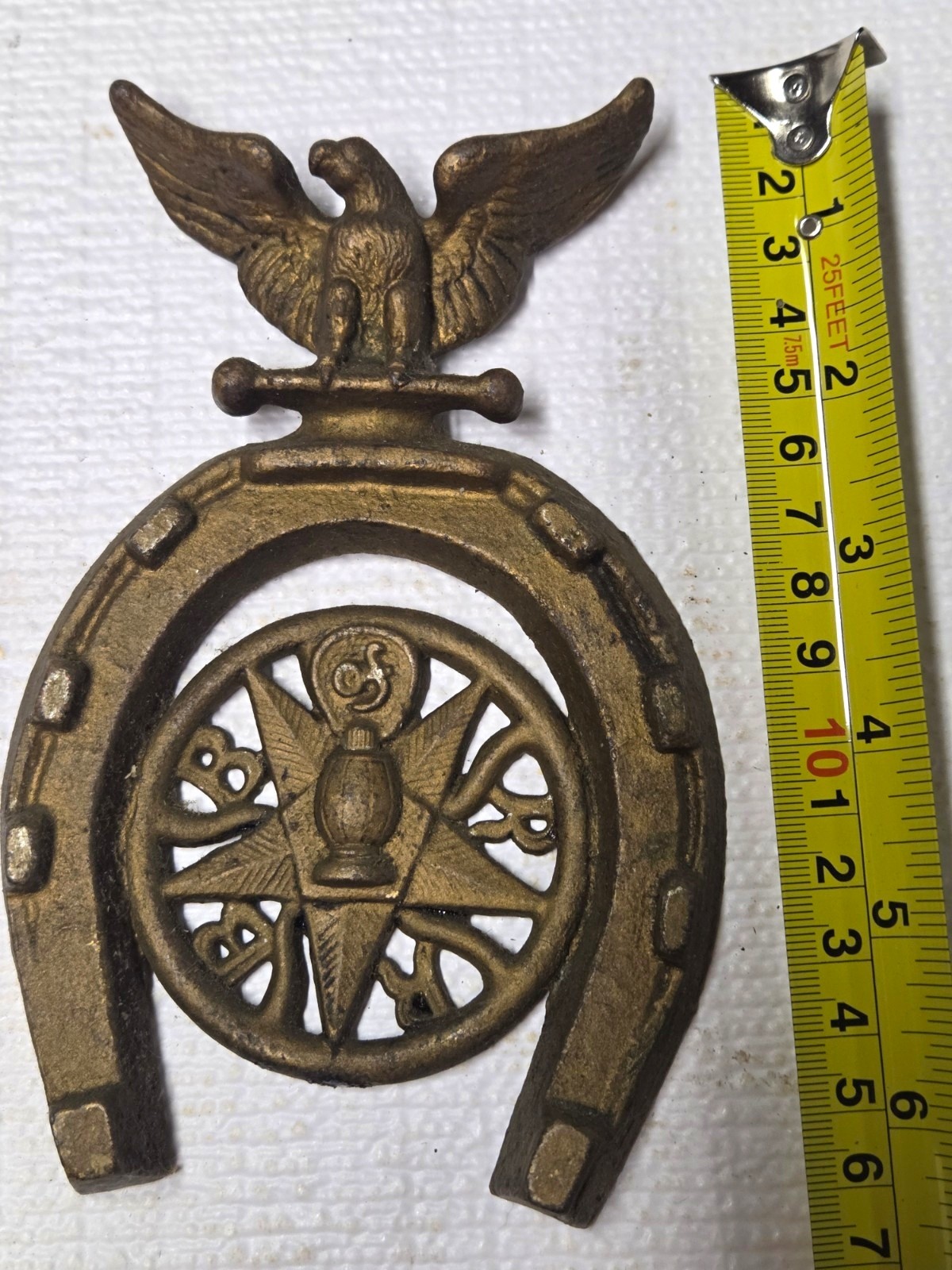 Antique Brotherhood of the Railroad Brakemen union Cast Iron Horseshoe Plaque 