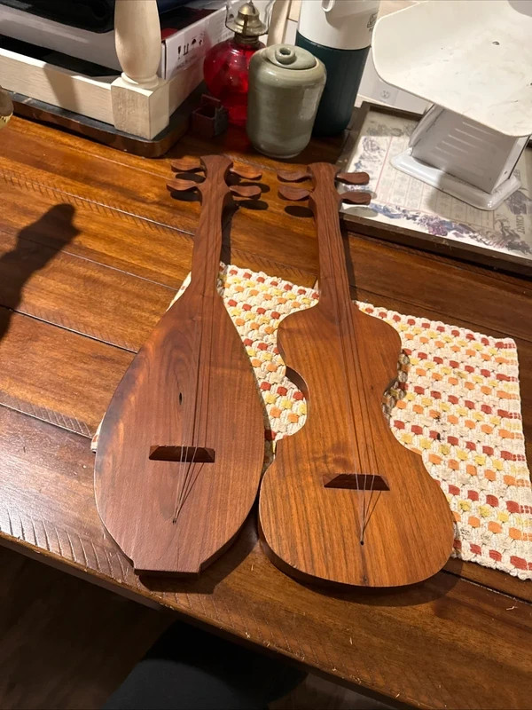 Wooden handmade instruments (dulcimer, violin?) Appalachian? decor