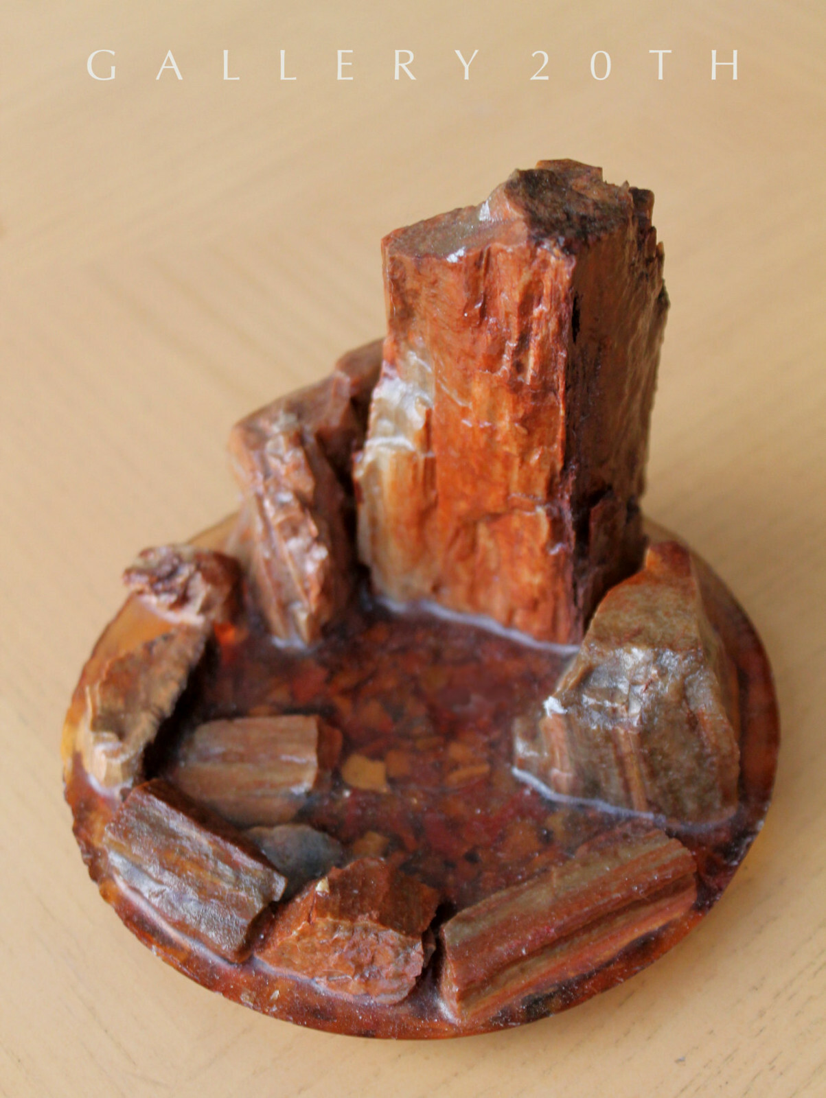 COOL MID CENTURY MODERN PETRIFIED WOOD SCULPTURE VTG 50S ORIG. ARIZ ROCK ART
