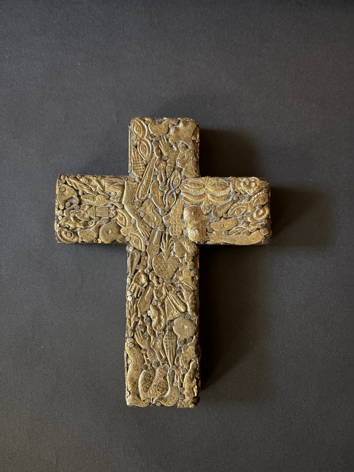 Vintage Mexican Folk Art Milagros Wood Cross Signed Wendy 6” Vintage Mexican Folk Art Milagros Wood Cross Signed Wendy 6”