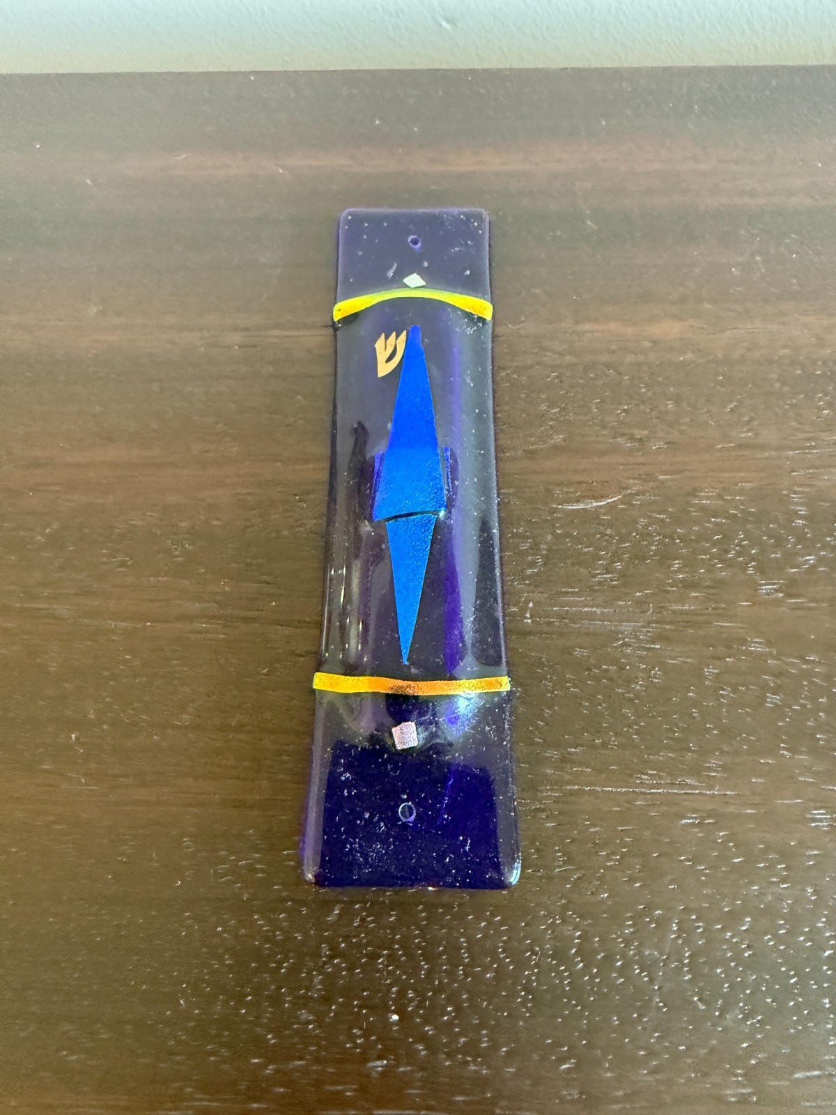Beautiful Blue Glass Mezuzah Cover for Any Door, comes w/the screws, New