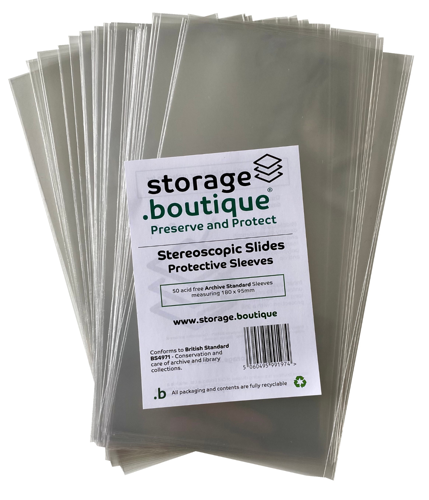 storage.boutique Stereoscopic Slide Stereoview Sleeves, Acid Free (180 x 95 mm)