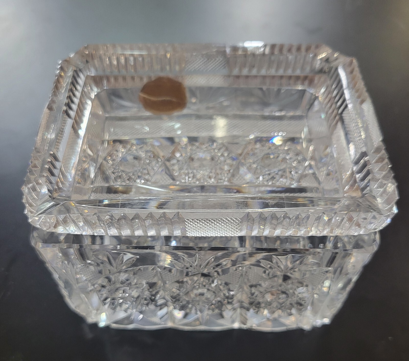 MCM Bohemian Crystal CIGARETTE BOX & ASHTRAY LID Czech