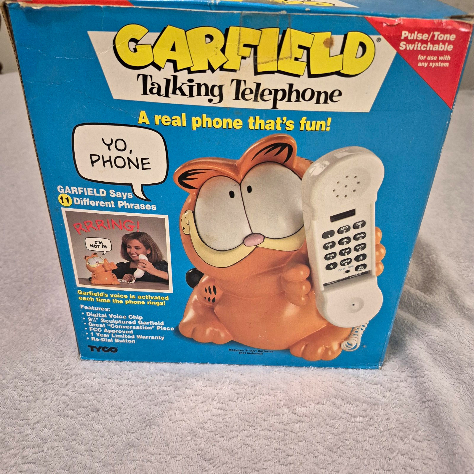 Vintage 1992 Tyco Garfield Talking Telephone 11 Phrases Original Box Untested Vintage 1992 Tyco Garfield Talking Telephone 11 Phrases Original Box Untested
