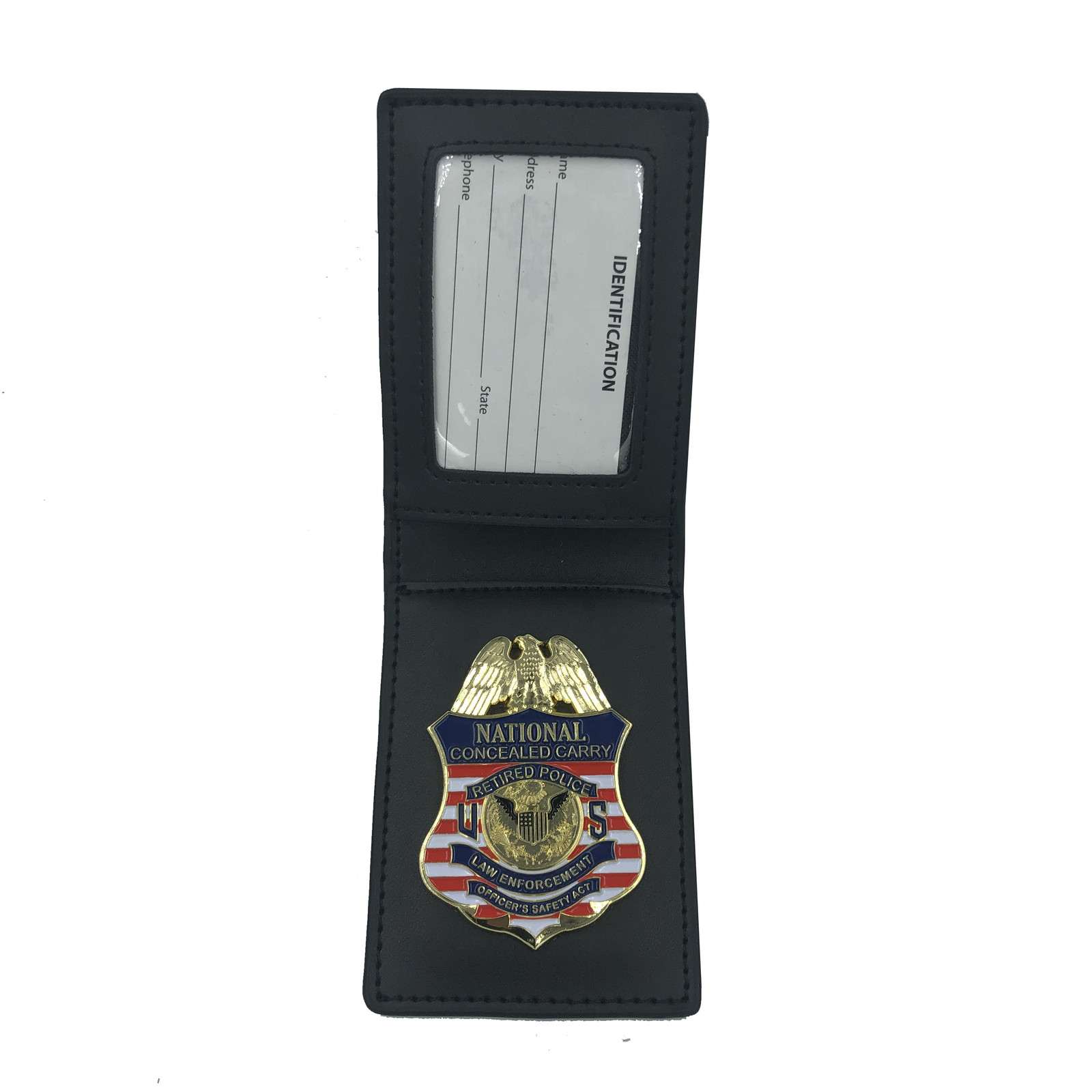 BL14-015 Leather Wallet with National Concealed Carry Retired Police LEOSA