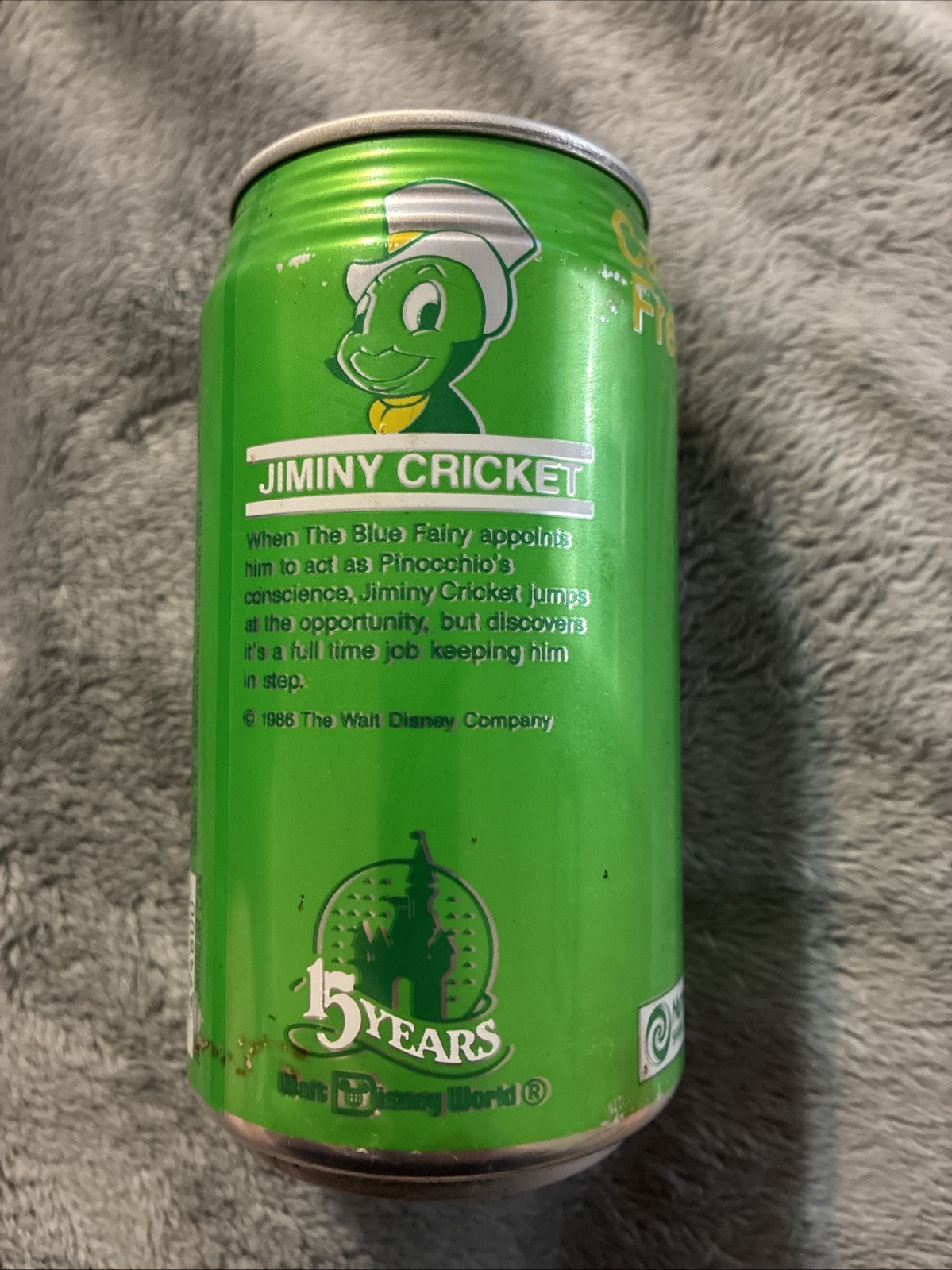Vintage Diet Sprite Caffeine Free 12oz Soda Can: Disney’s Jiminy Cricket Graphic Vintage Diet Sprite Caffeine Free 12oz Soda Can: Disney’s Jiminy Cricket Graphic