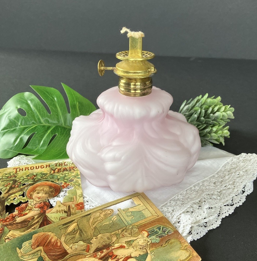 Lovely Fenton LG Wright Satin Light Pink Puffy Miniature Lamp, *Missing Top* Lovely Fenton LG Wright Satin Light Pink Puffy Miniature Lamp, *Missing Top*
