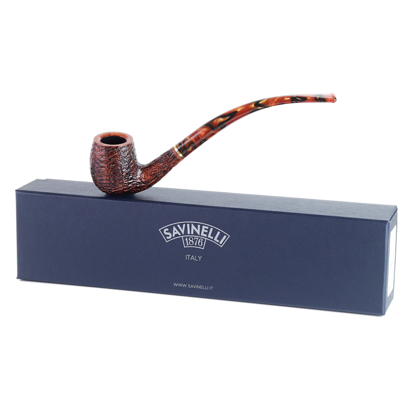 Savinelli Clark's Favorite Rusticated, Long Handmade Briar Tobacco Pipe, 6mm