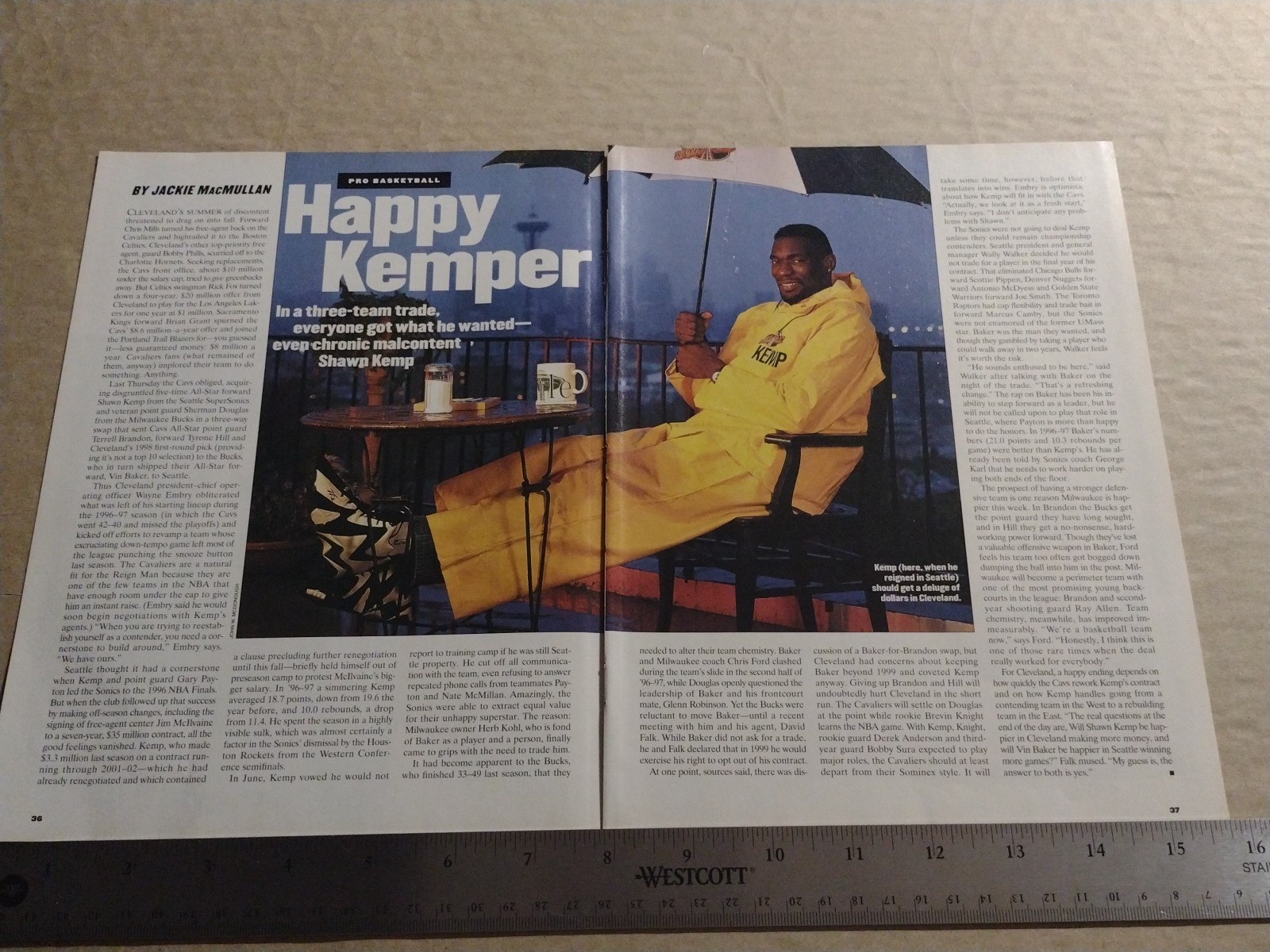1997-Sports Illustrated Article-Shawn Kemp Traded To Cleveland- 2 Pages-Classic