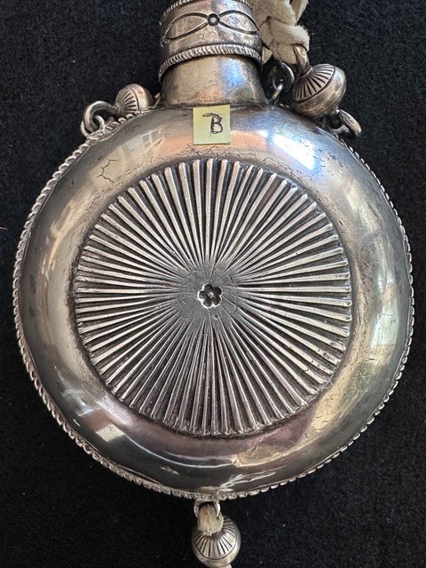 Unique Large Navajo Silver Flask or Canteen