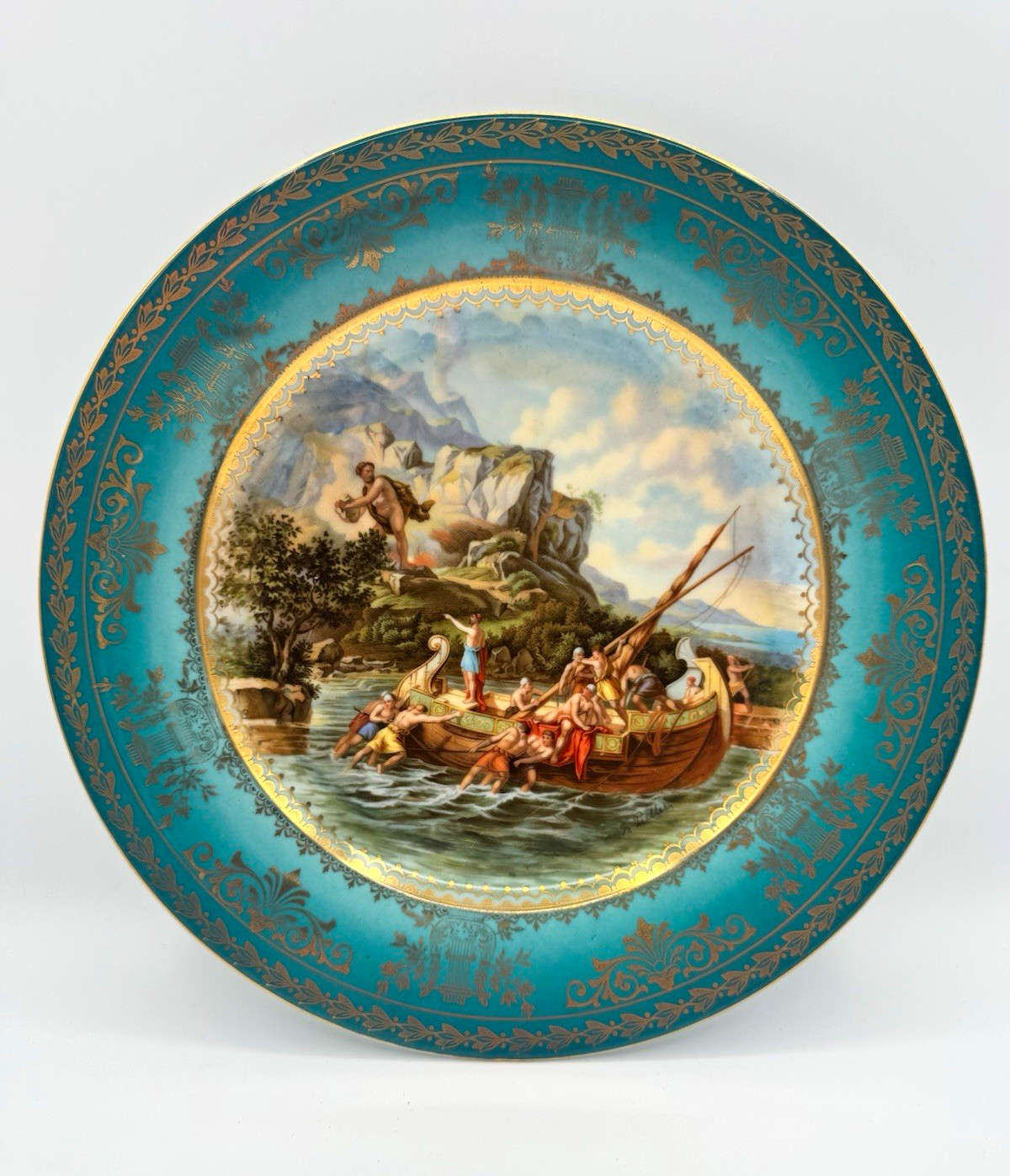 Antique Austria Royal Vienna Style Odysseus Cyclops Porcelain Plate 11